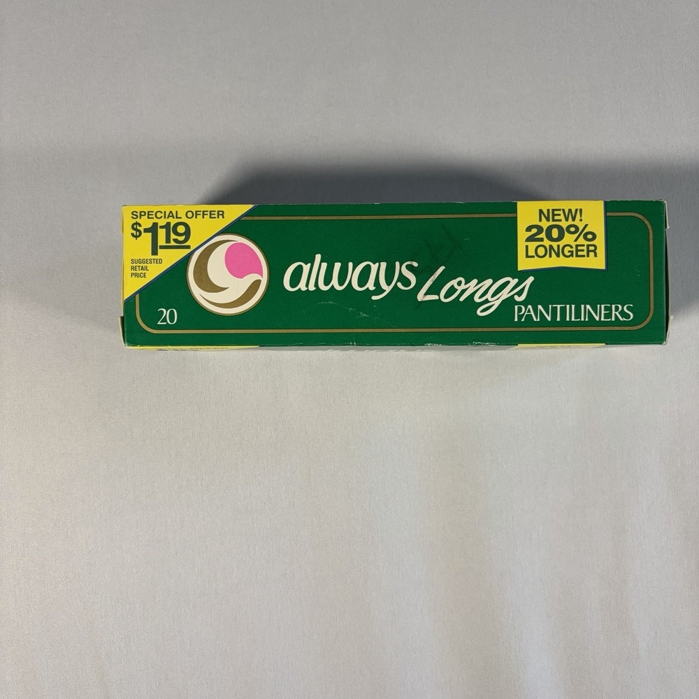 NOS 1990 Always Long Pantyliners  20 Count NIB VTG Feminine Hygiene Retro P&G